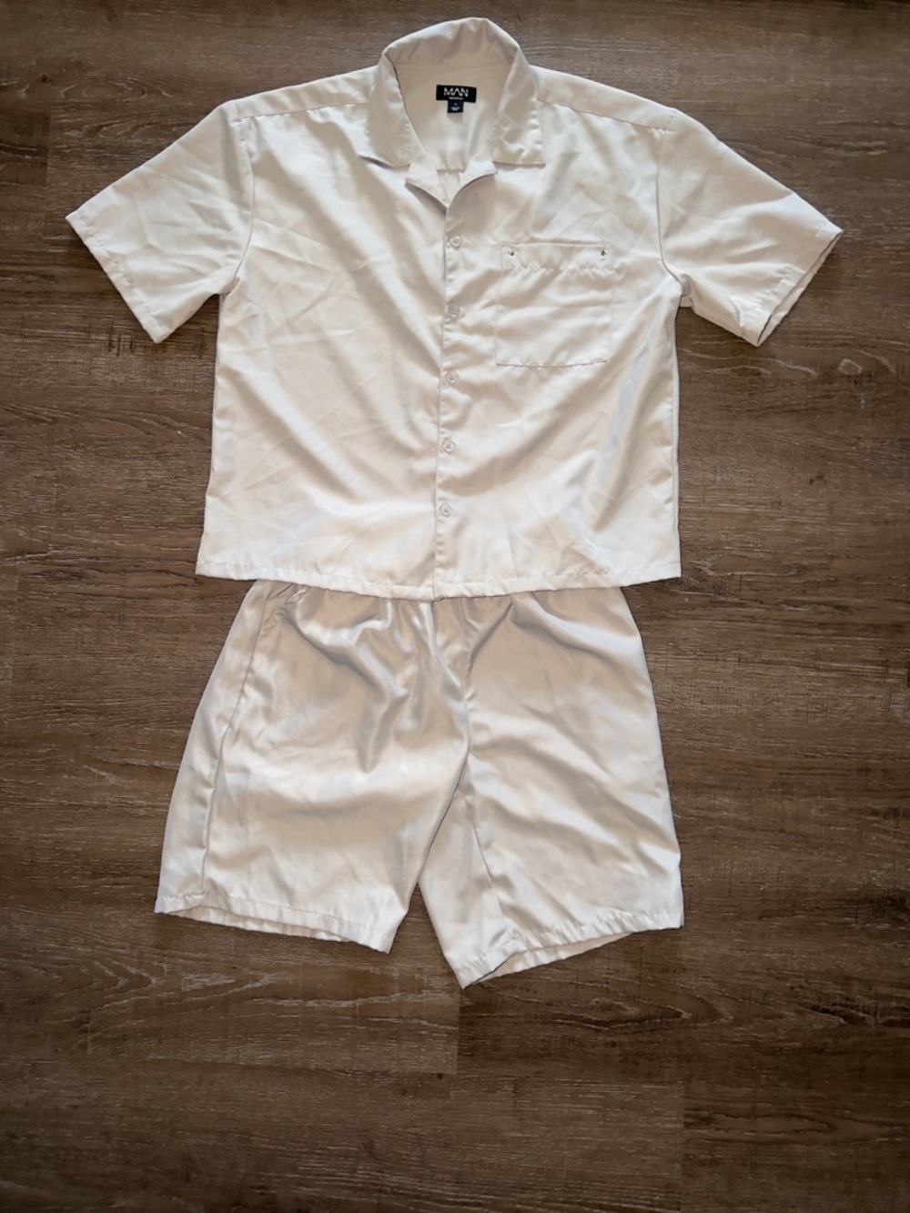 Boohoo White Short-Sleeve Set